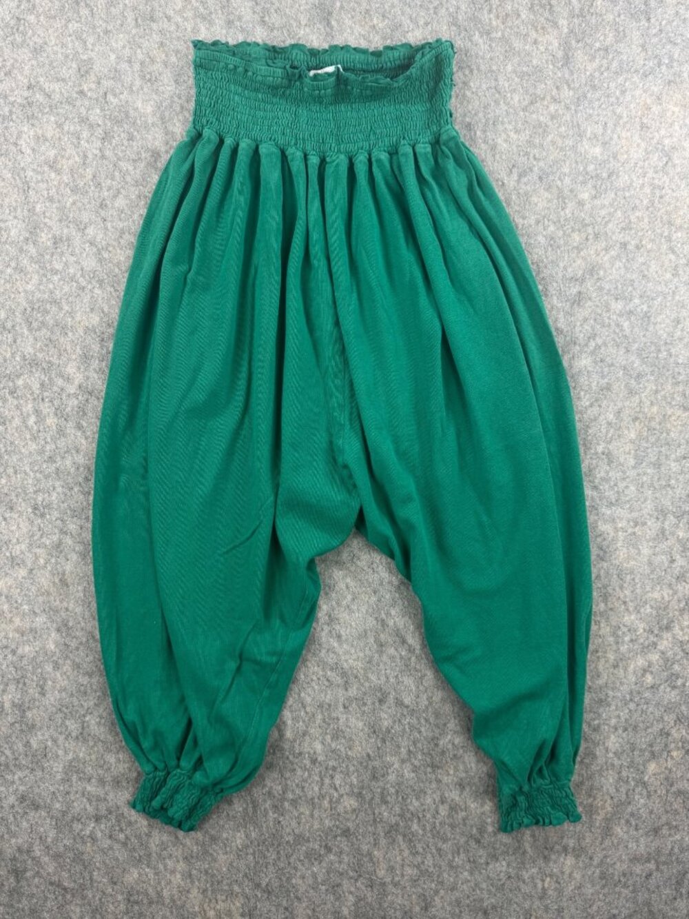 Free People Beach Harem Pants Green Sz L Drop Crotch Joggers Smocked